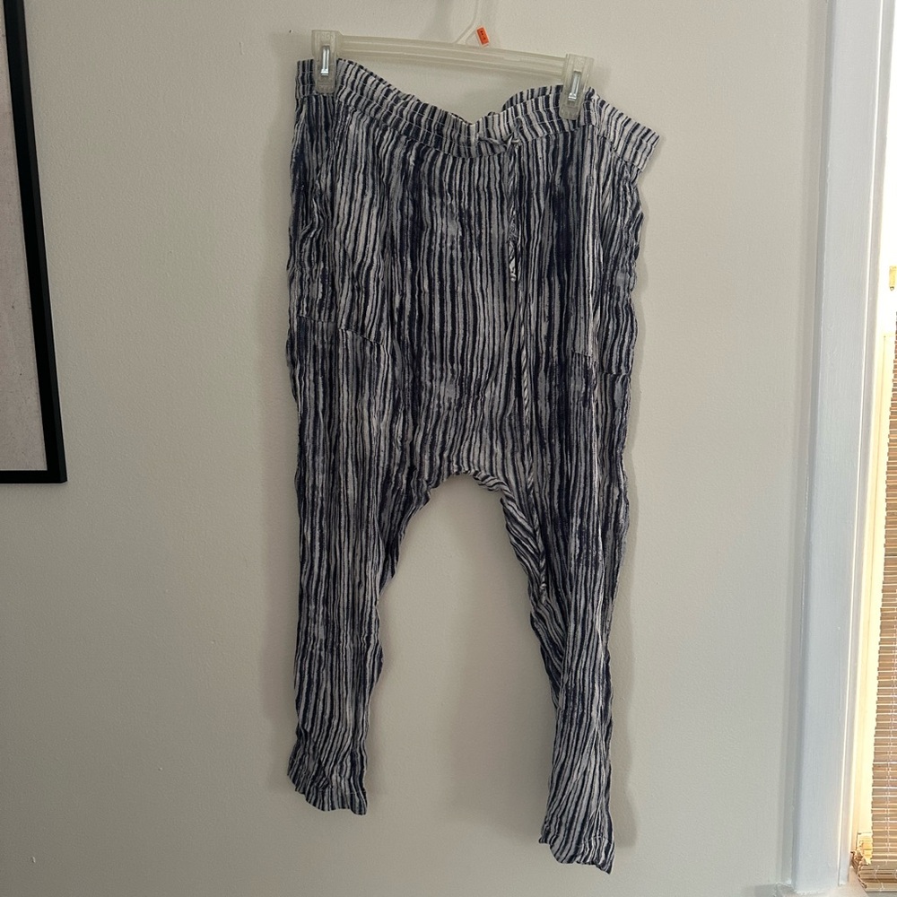 Free People Navy and White Striped Pants